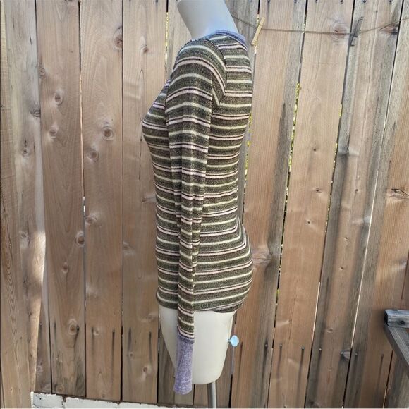 We the free metallic thread striped long sleeve lightweight top size medium - Picture 6 of 10